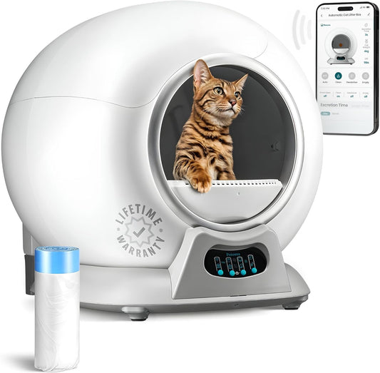 Petcove Automatic Self Cleaning Litter Box for Multiple Cats - PurrTek with Smart App Control (5GHz Wi-Fi), Triple Odor Control, Quiet Operation & Advanced Safety Sensors