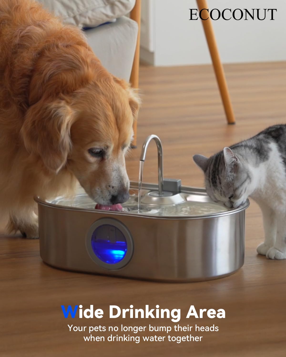 3.4‑Gallon Stainless Steel Dog Water Fountain – 13L Large‑Breed