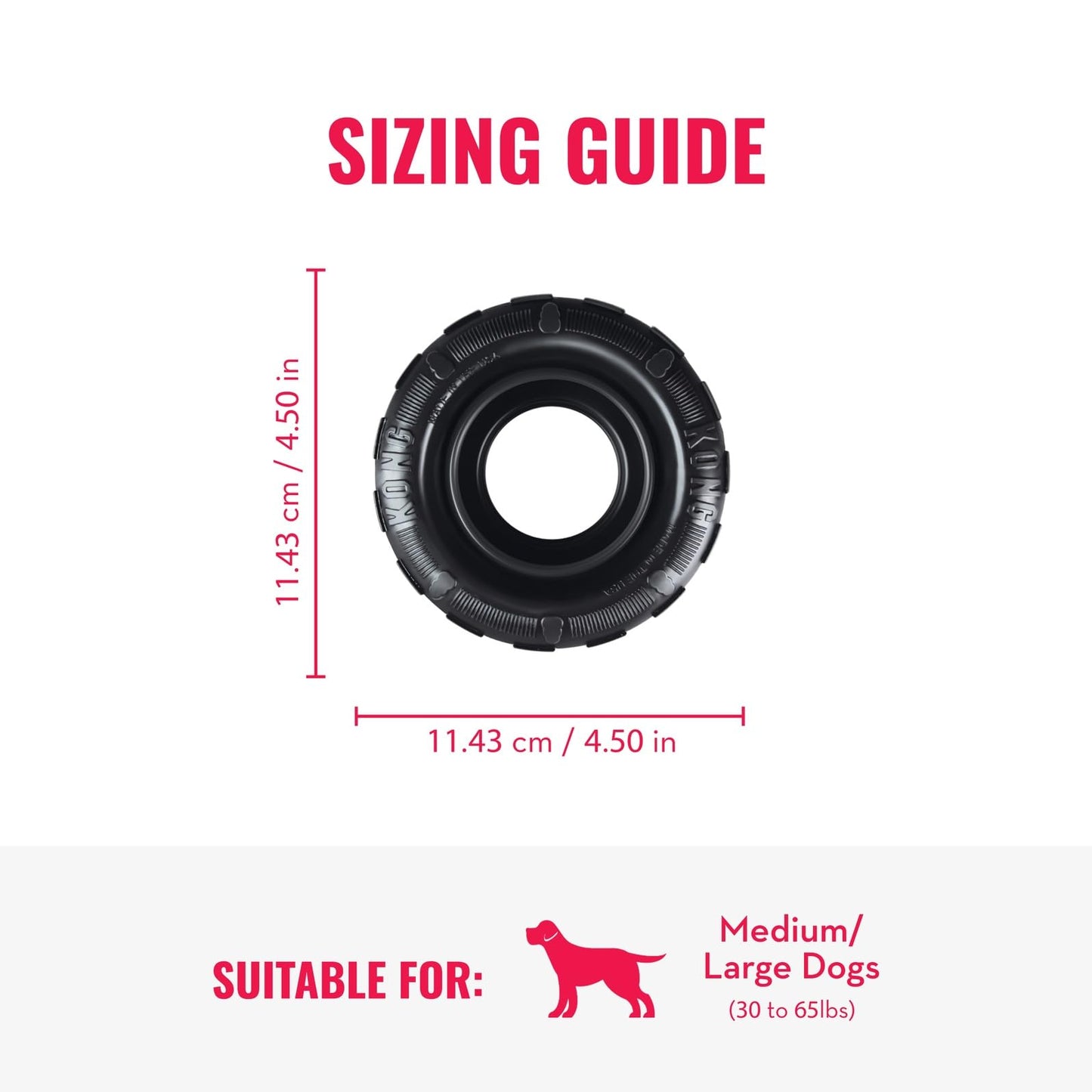 KONG Extreme Tires - KONG's Most Durable Natural Rubber Chew & Fetch Toy - Treat Dispenser Dog Tire Toy - Pet Supplies for Outdoor & Indoor Play - For Medium/Large Dogs