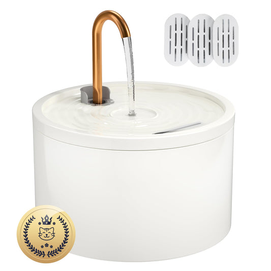 MISFANS Ceramic Cat Water Fountain – 2.1L (White)