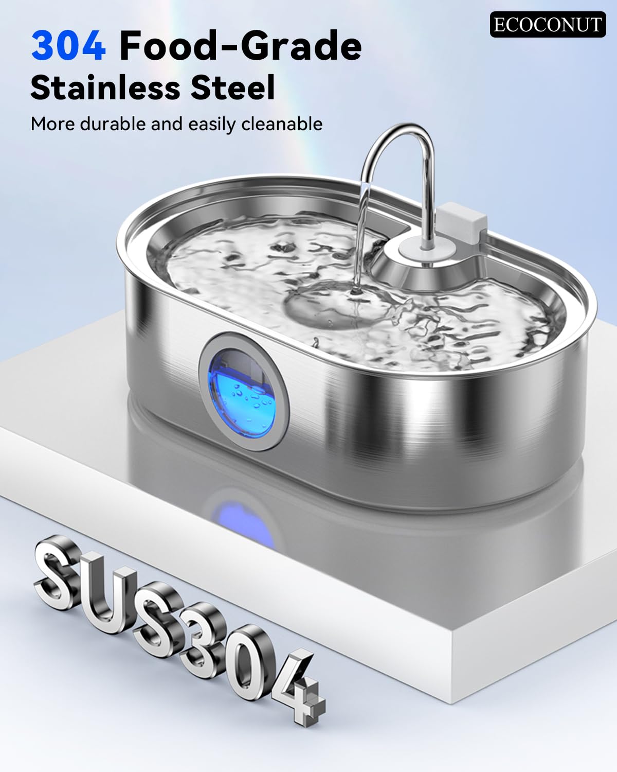 3.4‑Gallon Stainless Steel Dog Water Fountain – 13L Large‑Breed