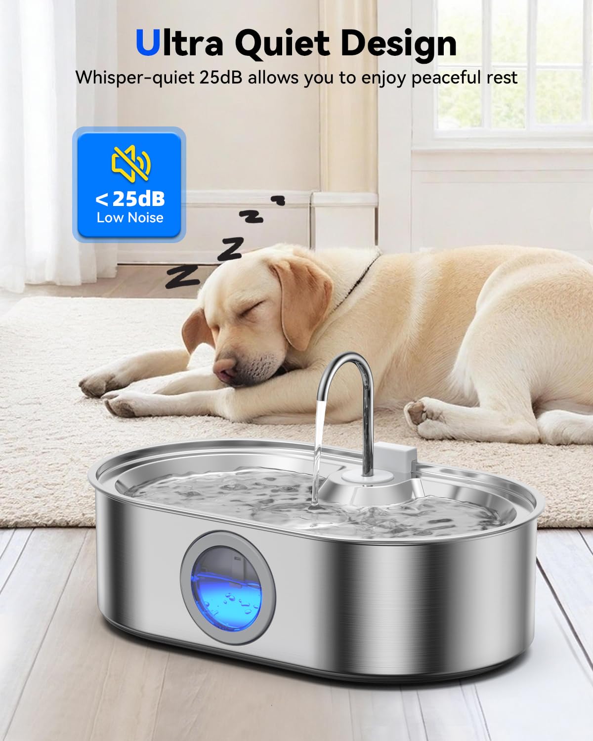 3.4‑Gallon Stainless Steel Dog Water Fountain – 13L Large‑Breed