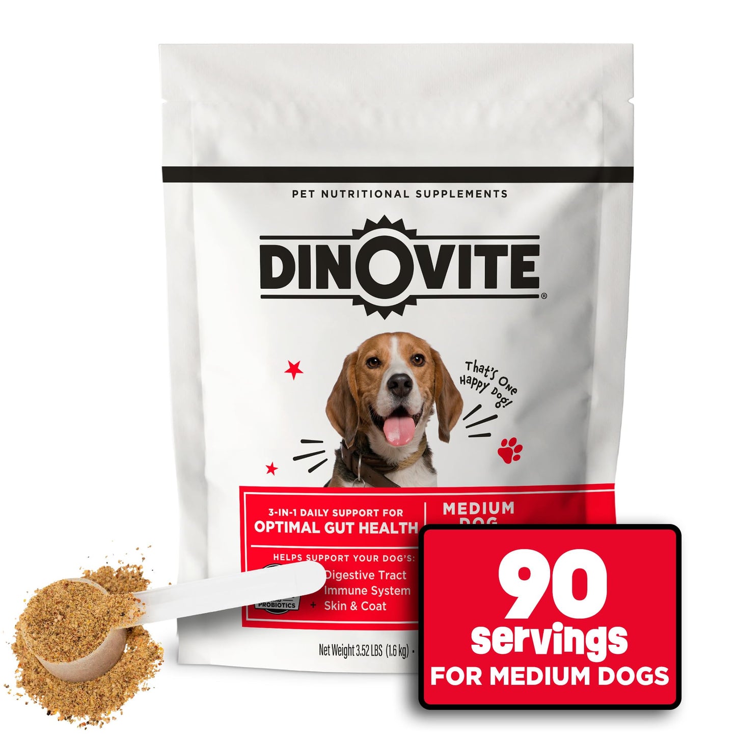 Dinovite 3‑in‑1 Probiotic Supplement for Medium Dogs