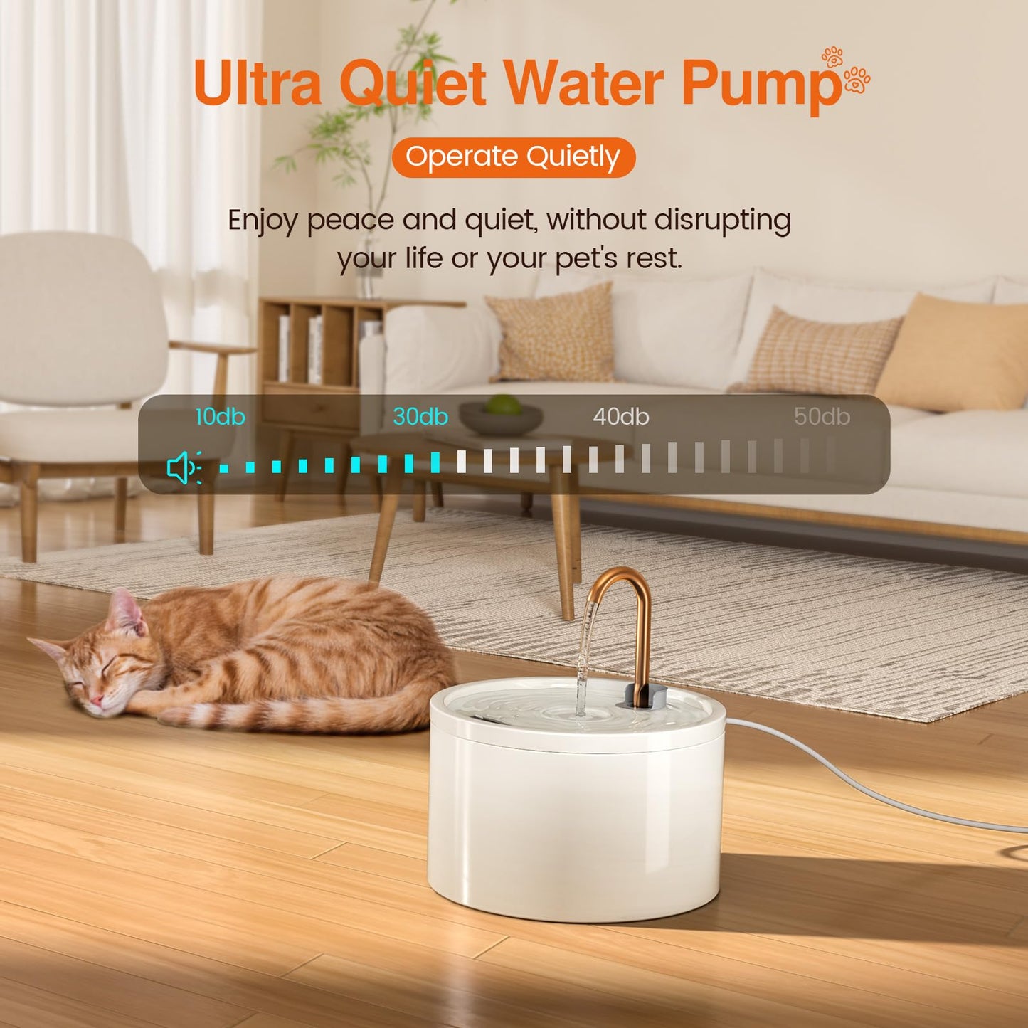MISFANS Ceramic Cat Water Fountain – 2.1L (White)