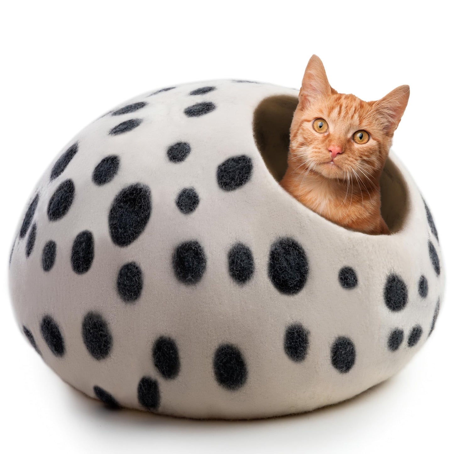 Luxurious Merino Wool Cat Cave - Foldable Hideaway Pod for Indoor Cats - Premium Felt Kitten Pet Enclosure - Covered Cat House for Ultimate Cozy Comfort by Woolygon