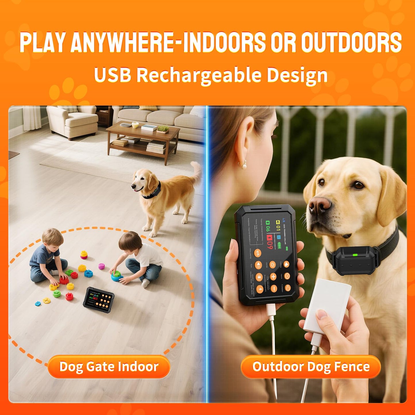 3-in-1 Wireless Dog Fence System for 3 Dogs with Remote Training Collar & Forbidden Zone,Adjustable 10-120ft Boundary Range, Beep Vibration & Static Shock Modes,IPX7 Waterproof for Yard & Home,2collar