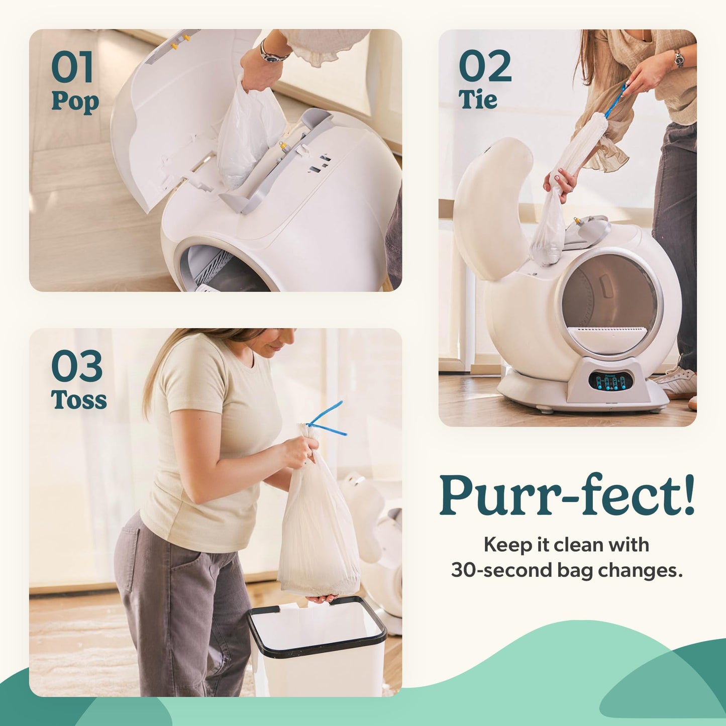 Petcove Automatic Self Cleaning Litter Box for Multiple Cats - PurrTek with Smart App Control (5GHz Wi-Fi), Triple Odor Control, Quiet Operation & Advanced Safety Sensors