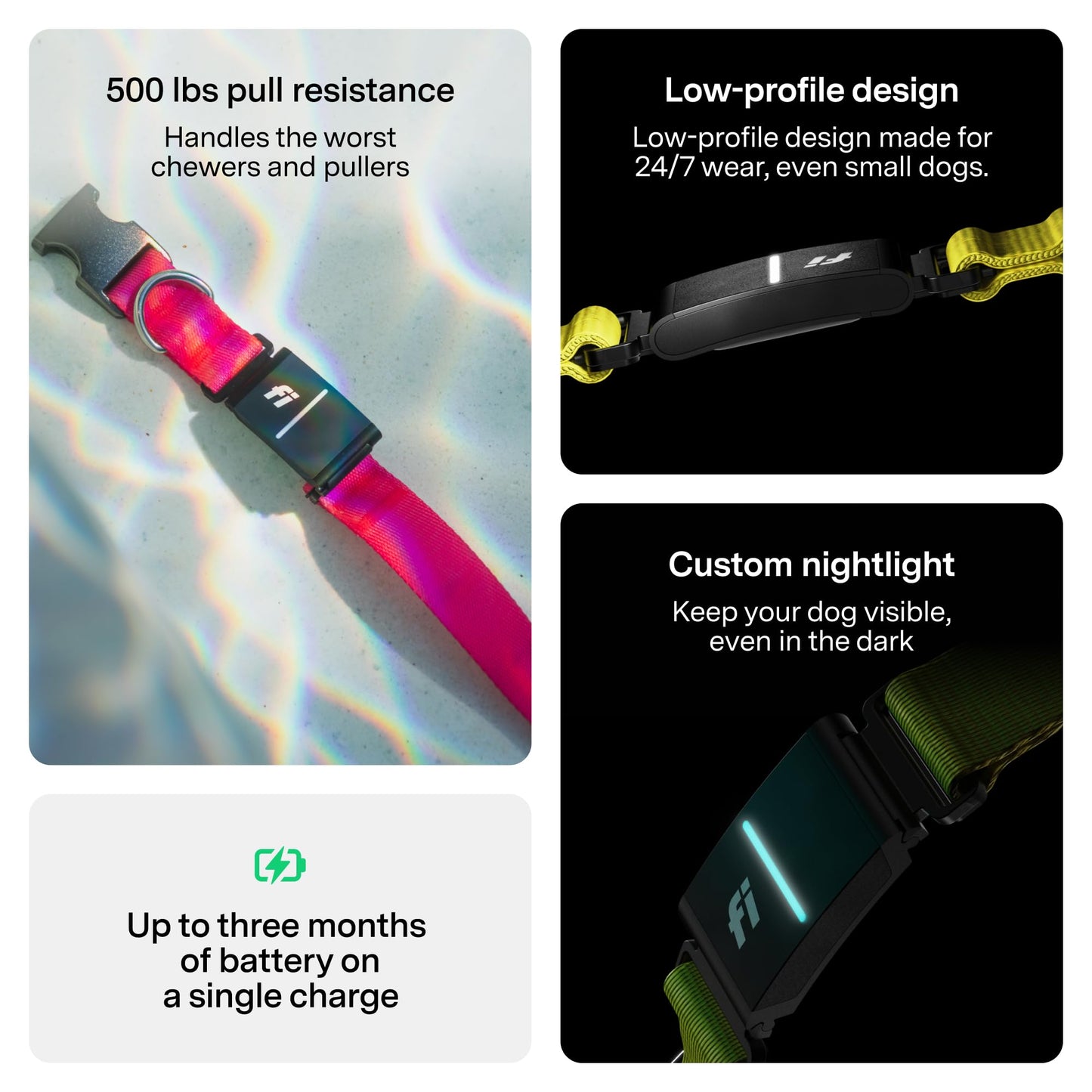 Fi New Series 3+ Smart Dog Tracker Collar [6 Month Membership Included] GPS Tracker for Dogs with Health & Behavior Monitoring, Escape Alerts, Waterproof, LED, Apple Watch Compatible (Blue, Large)