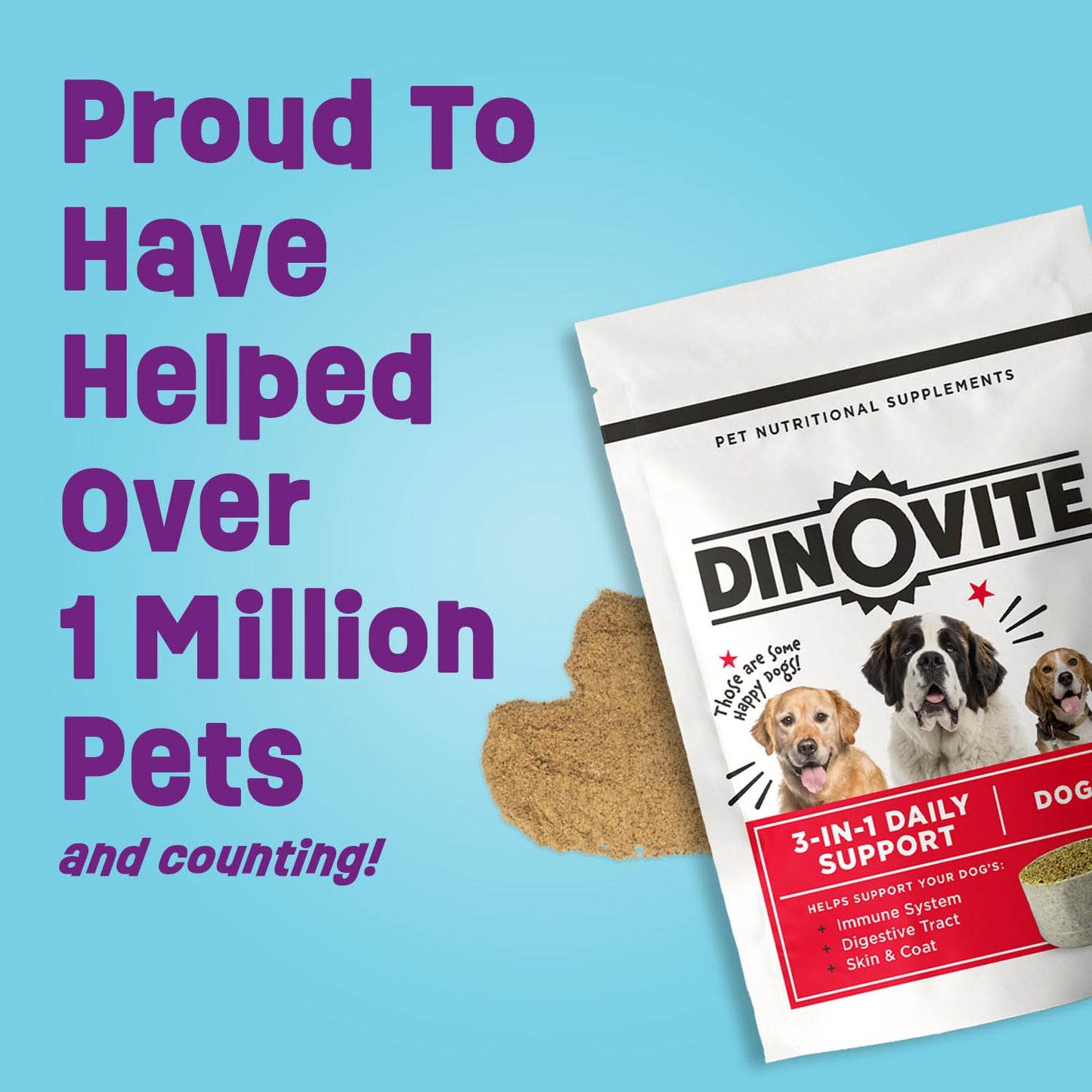 Dinovite 3‑in‑1 Probiotic Supplement for Medium Dogs