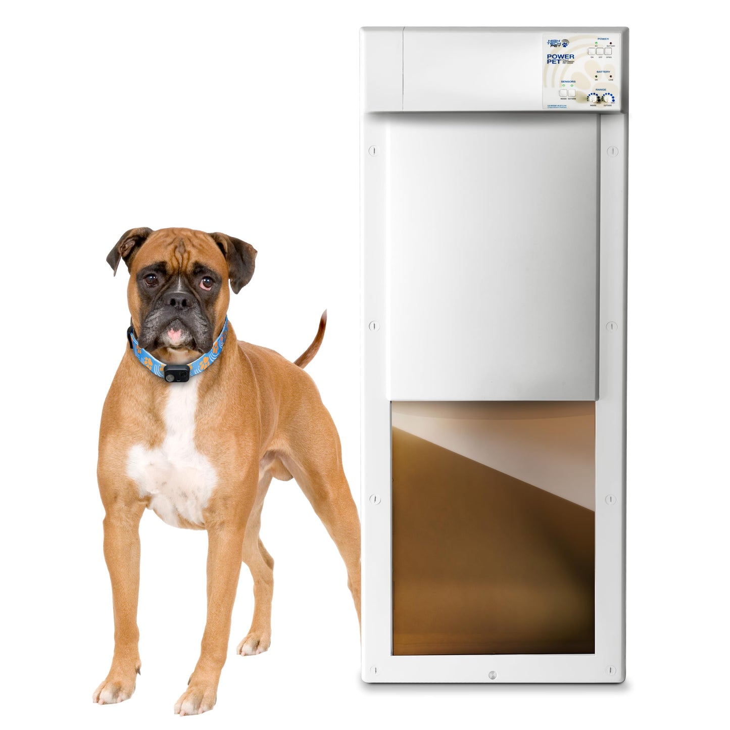 Power Pet Automatic Electronic Pet Door by High Tech Pet - Pet Operated Dog Door, High Security, Air Tight, for Large Dogs 30-100 lbs. (12 1/4" x 16" Pet Opening), Door Mount, Easy Install - PX-2DM