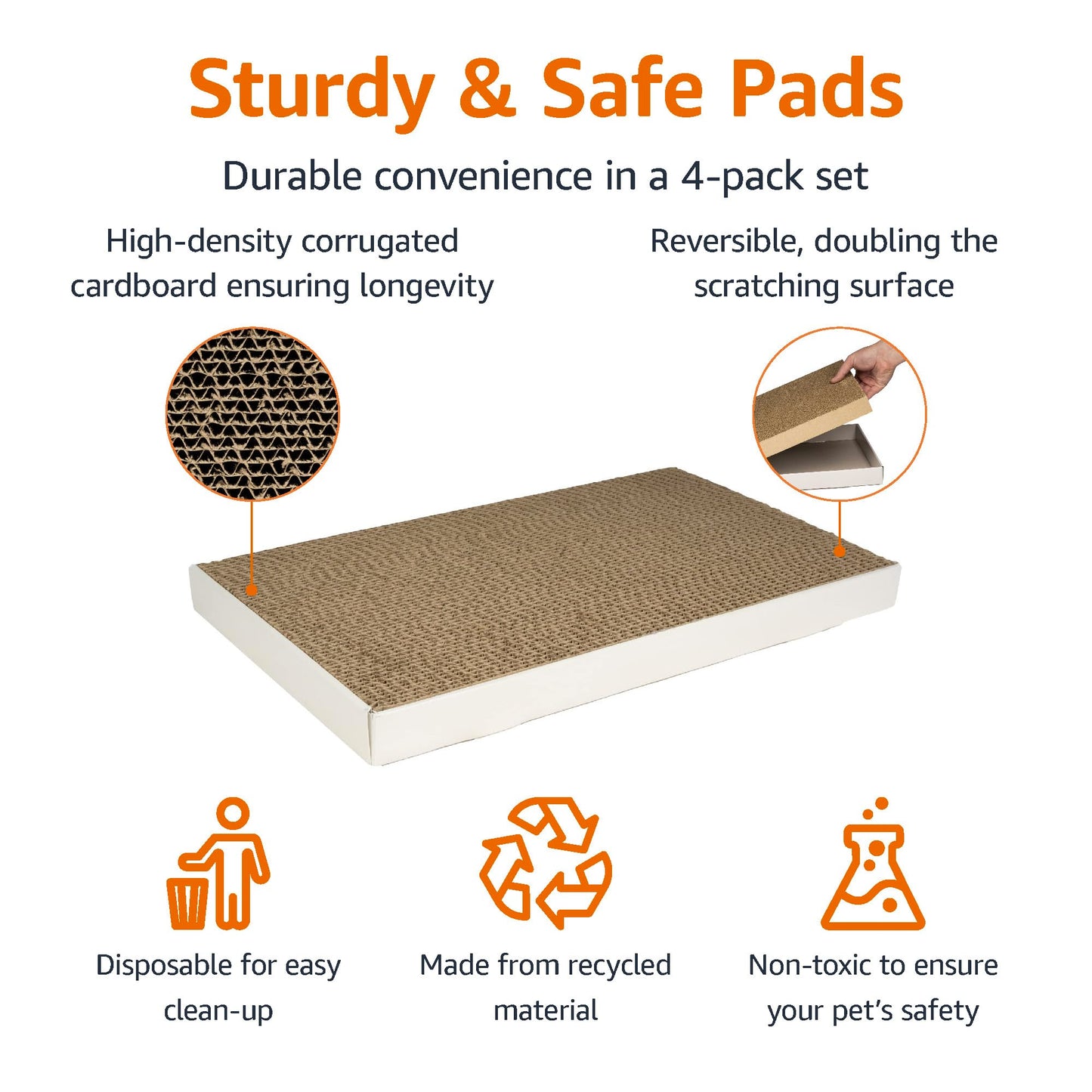 Corrugated Cardboard Cat Scratchers – Reversible 4‑Pack