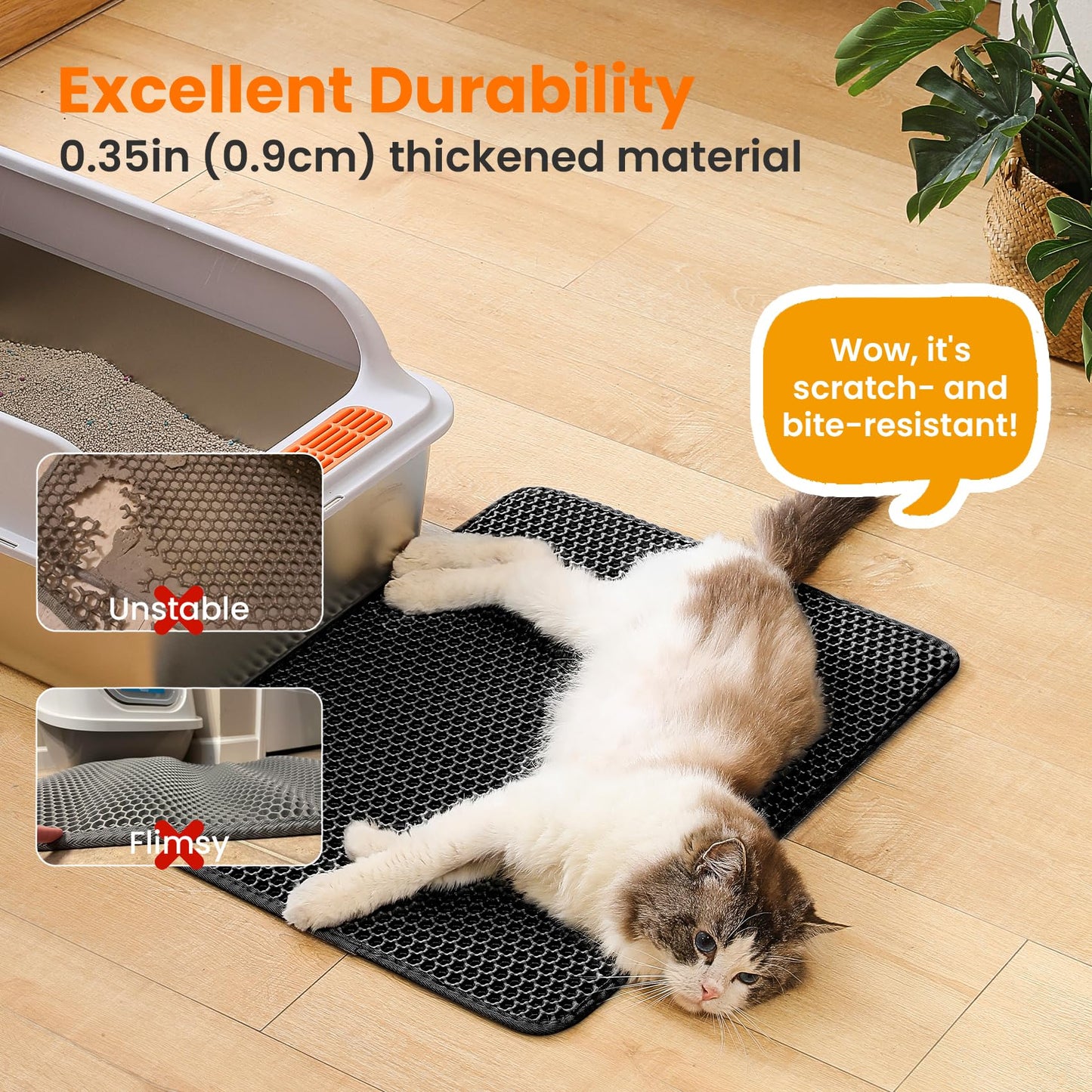 Petinstinct Double‑Layer Cat Litter Mat – 24×18" (Black)