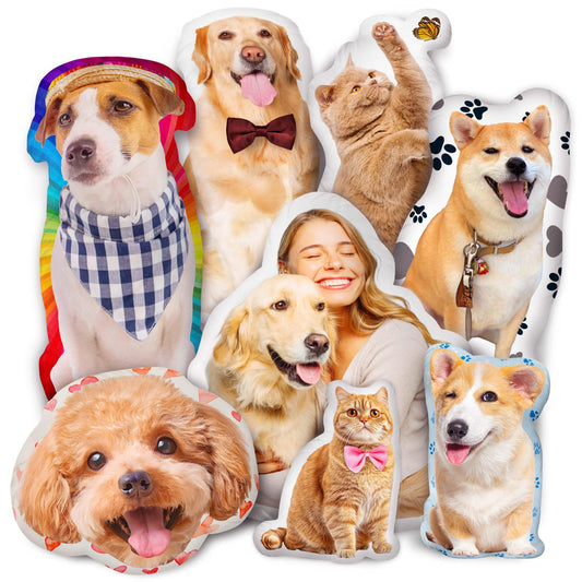 Easycosy Custom Pet Photo Pillow, Personalized Pillow Shaped Like Your Dog Cat Face, Customized Stuffed Animal Picture Pillows, Memorial Gifts for Pet Animal Lovers Her Him(10 Inch)