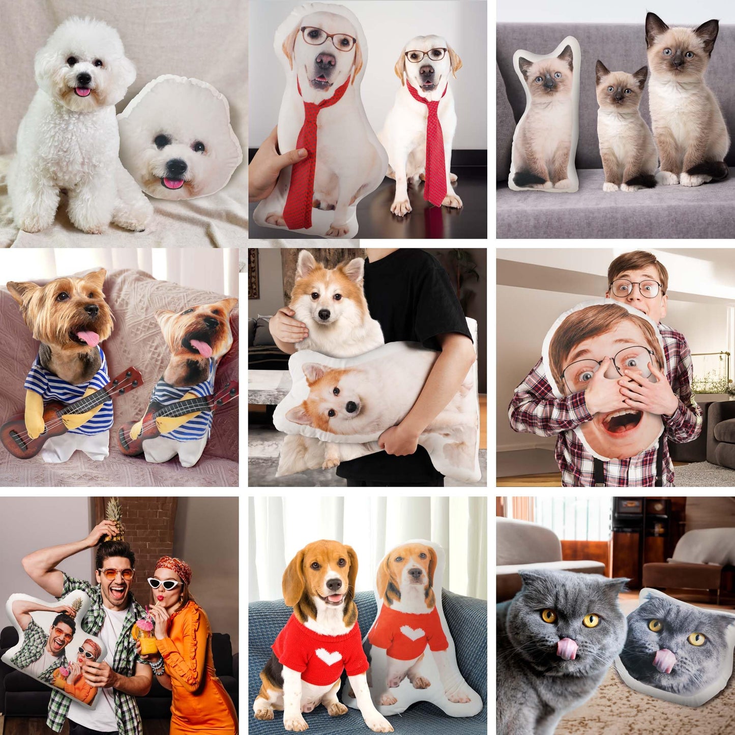 Easycosy Custom Pet Photo Pillow, Personalized Pillow Shaped Like Your Dog Cat Face, Customized Stuffed Animal Picture Pillows, Memorial Gifts for Pet Animal Lovers Her Him(10 Inch)