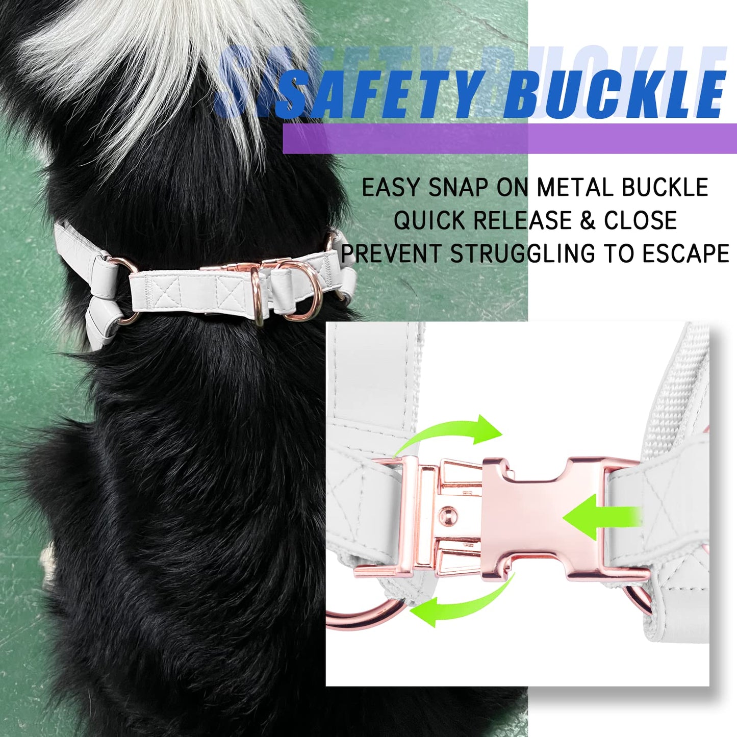Soft Leather No‑Pull Dog Harness – Adjustable Step‑In Design with Rose Gold Metal Buckle