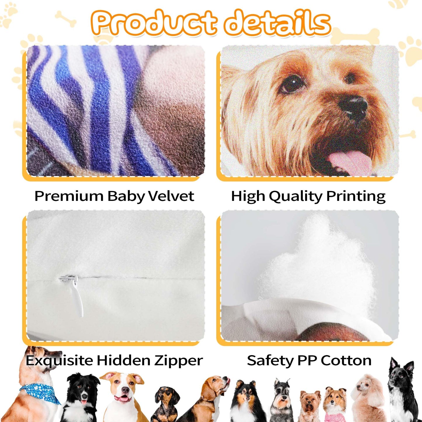 Easycosy Custom Pet Photo Pillow, Personalized Pillow Shaped Like Your Dog Cat Face, Customized Stuffed Animal Picture Pillows, Memorial Gifts for Pet Animal Lovers Her Him(10 Inch)