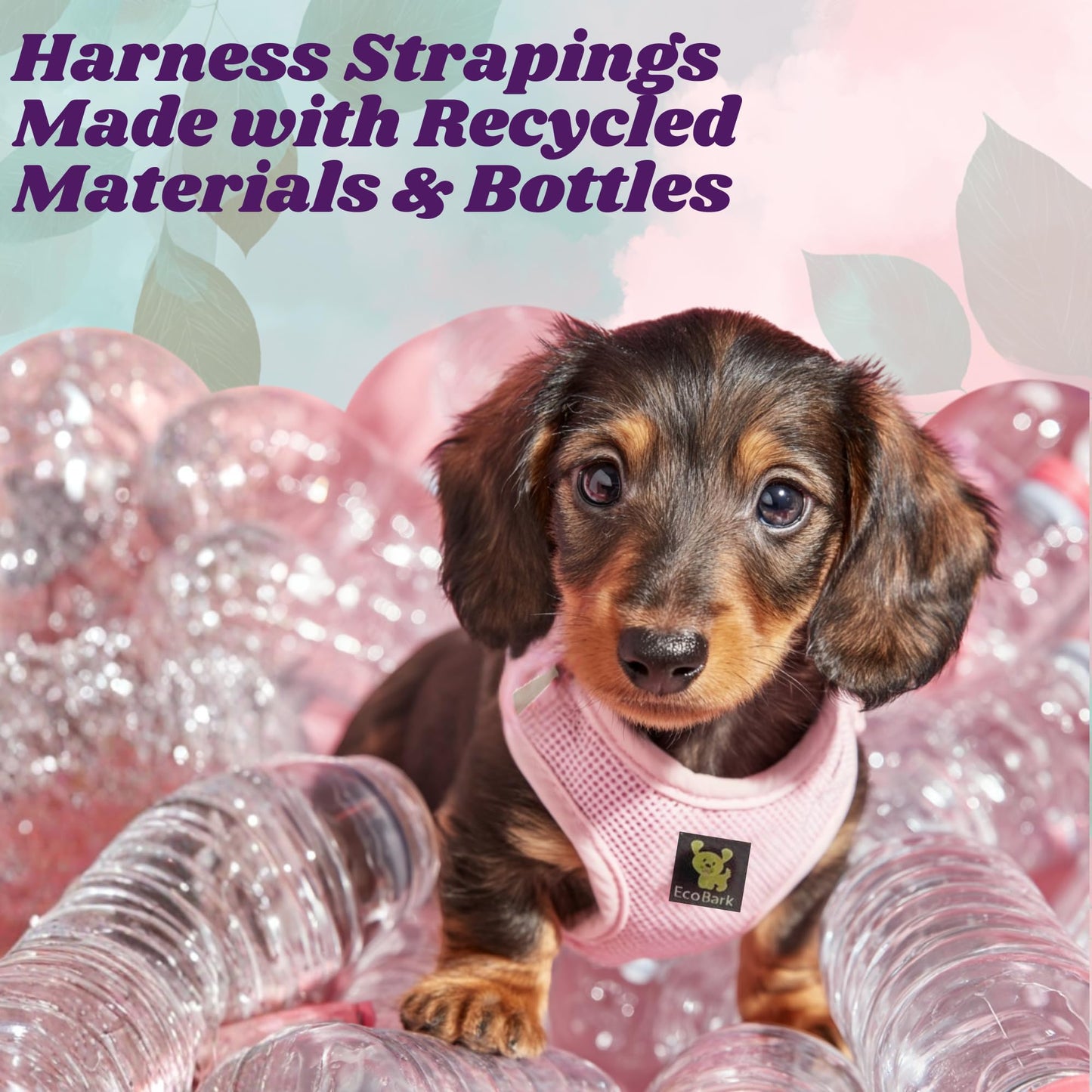 EcoBark Premium Quality Dog Harness - Teacup Dog Harnesses - Step in Halter Vest - Eco-Friendly Luxury Soft Mesh Halter - No Pull Mini Chest Body Collar - for Puppy & Toy Breeds (XXS, Baby Pink)