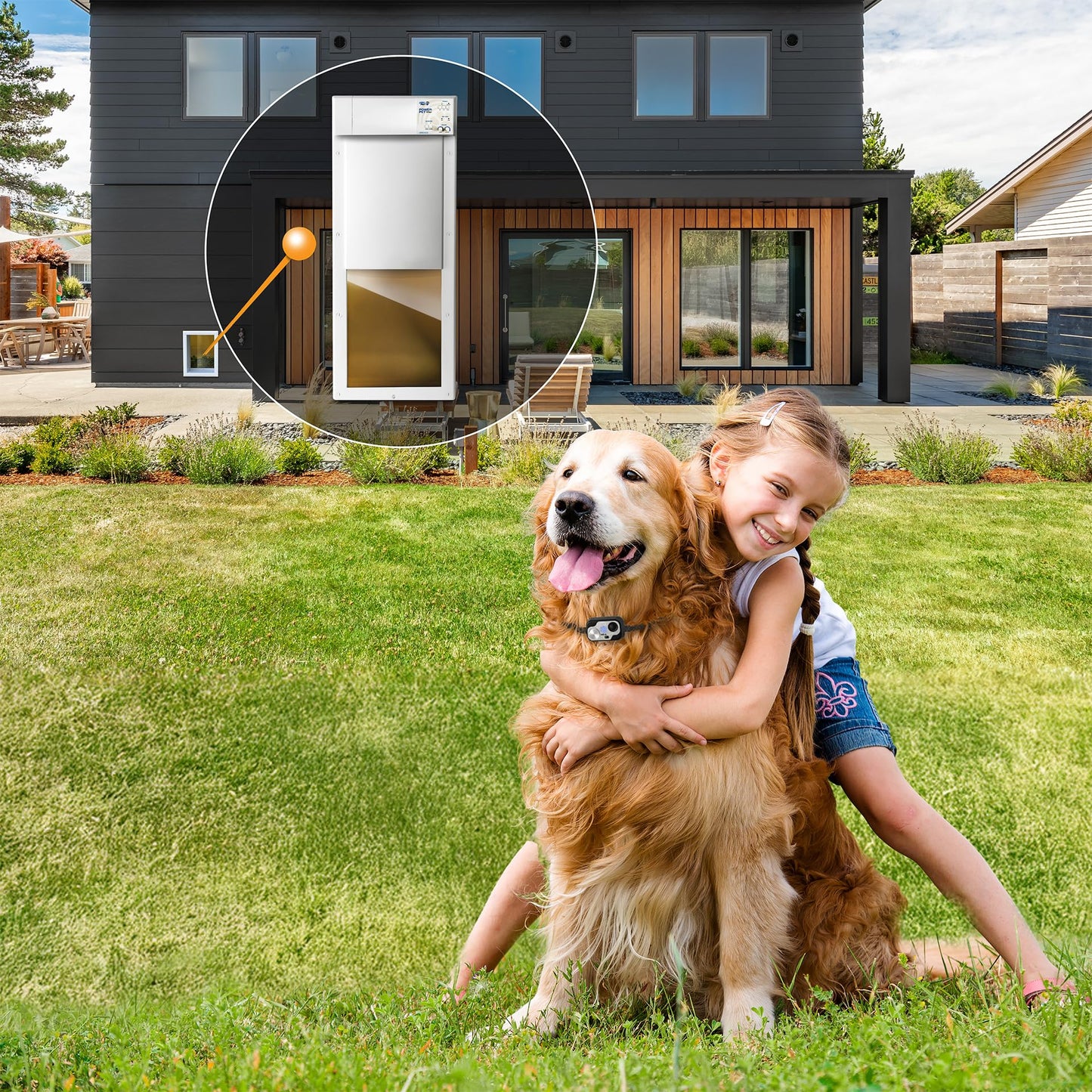 Power Pet Automatic Electronic Pet Door by High Tech Pet - Pet Operated Dog Door, High Security, Air Tight, for Large Dogs 30-100 lbs. (12 1/4" x 16" Pet Opening), Door Mount, Easy Install - PX-2DM