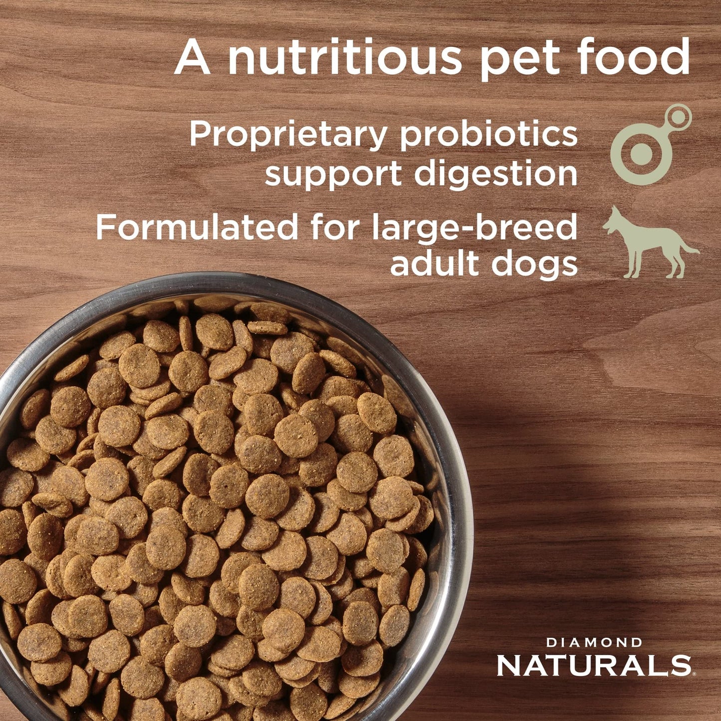 Diamond Naturals Large Breed Adult Dry Dog Food Lamb Meal and Rice Formula with Protein from Real Lamb, Probiotics and Essential Nutrients to Support Balanced and Overall Health in Adult Dogs 40lb